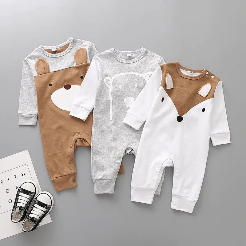 image-Unisex Baby Cotton Romper Long Sleeve Jumpsuit Toddler 1-3 Years