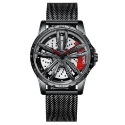 image-BINBOND Men's Hollow Rotating Watch L001 40mm Quartz Steel Strap
