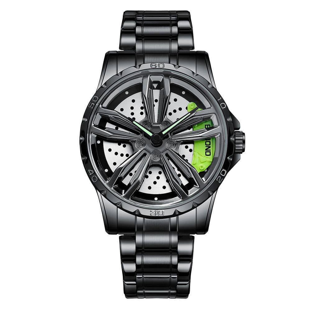image-BINBOND Men's Hollow Rotating Watch L001 40mm Quartz Steel Strap