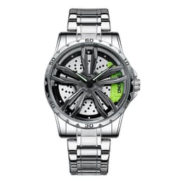 image-BINBOND Men's Hollow Rotating Watch L001 40mm Quartz Steel Strap