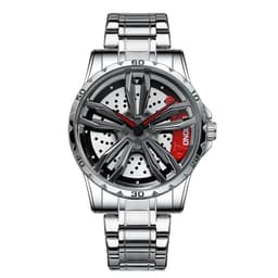 image-BINBOND Men's Hollow Rotating Watch L001 40mm Quartz Steel Strap