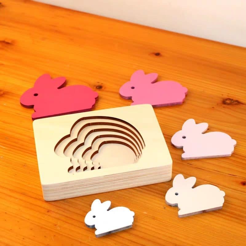 image-Wooden 5-Layer Animal Jigsaw Puzzle Montessori Educational Toy