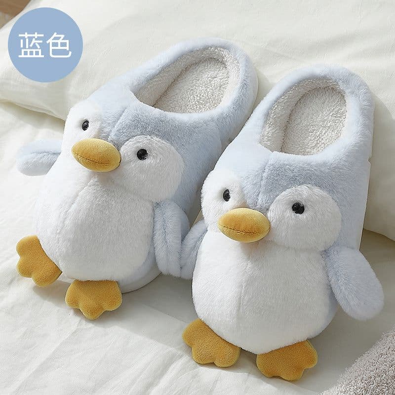 image-Unisex Whale Plush Slippers Indoor Non-Slip Warm House Shoes