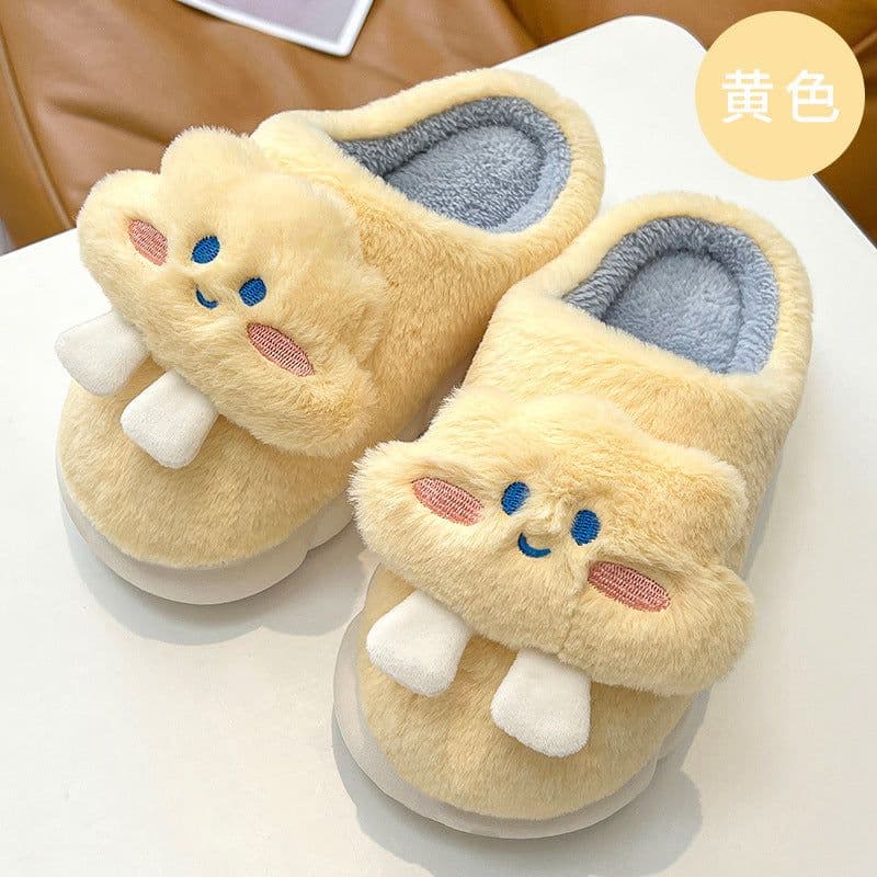 image-Unisex Whale Plush Slippers Indoor Non-Slip Warm House Shoes