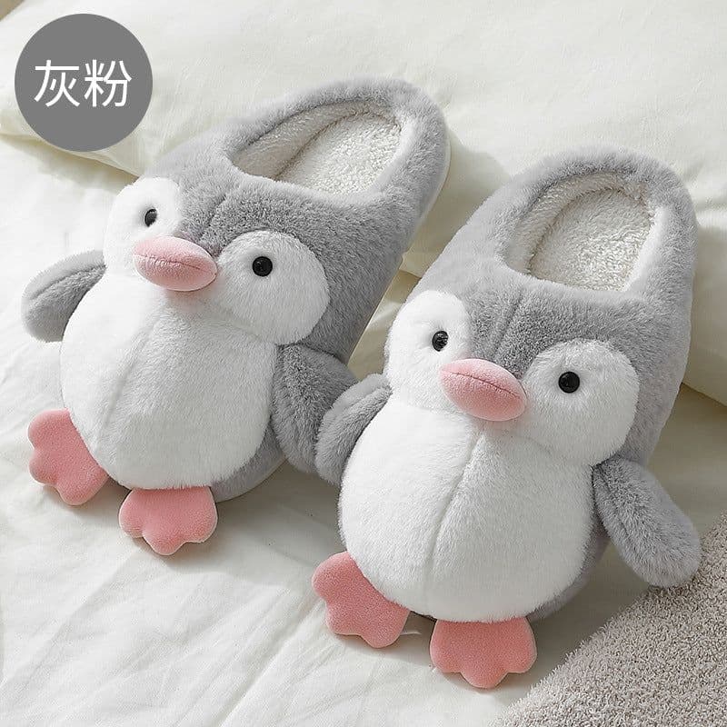 image-Unisex Whale Plush Slippers Indoor Non-Slip Warm House Shoes