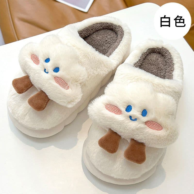 image-Unisex Whale Plush Slippers Indoor Non-Slip Warm House Shoes