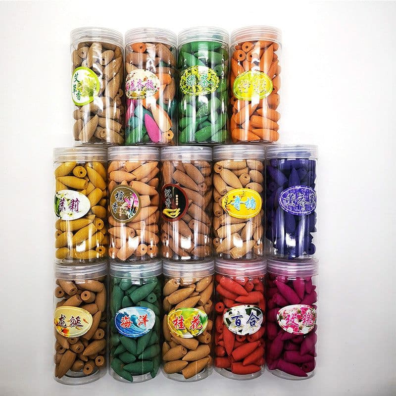 image-Natural Sandalwood Backflow Cone Incense Tower - Assorted Fragrances