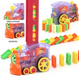 image-Electric Domino Train Toy Automatic Dispenser 80 Pieces Ages 4-6