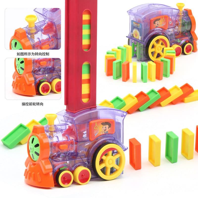 image-Electric Domino Train Toy Automatic Dispenser 80 Pieces Ages 4-6