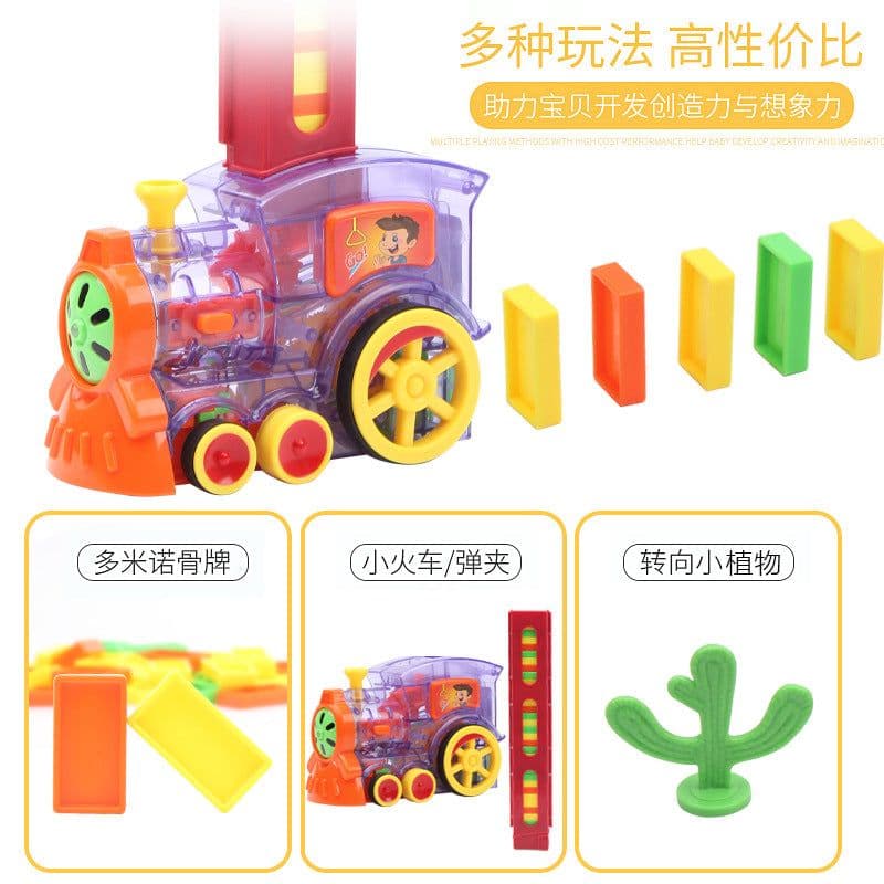 image-Electric Domino Train Toy Automatic Dispenser 80 Pieces Ages 4-6
