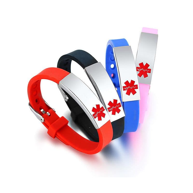 image-Silicone Stainless Steel Medical Logo Bracelet BS-074