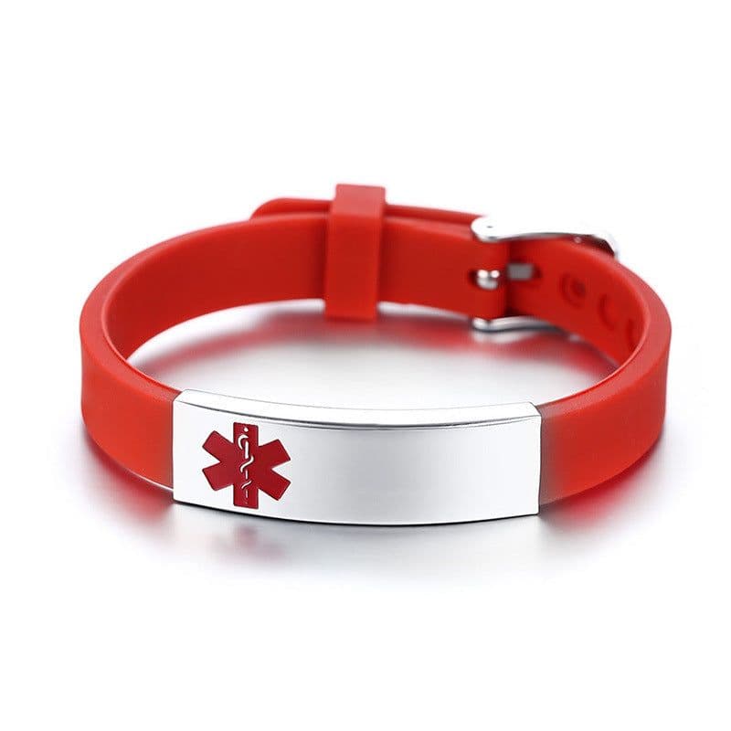 image-Silicone Stainless Steel Medical Logo Bracelet BS-074