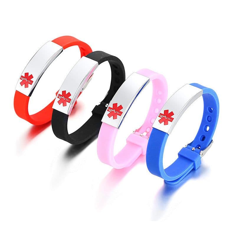 image-Silicone Stainless Steel Medical Logo Bracelet BS-074