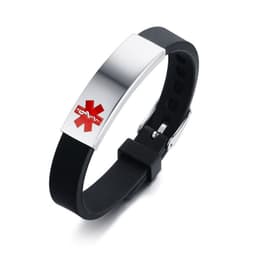 image-Silicone Stainless Steel Medical Logo Bracelet BS-074
