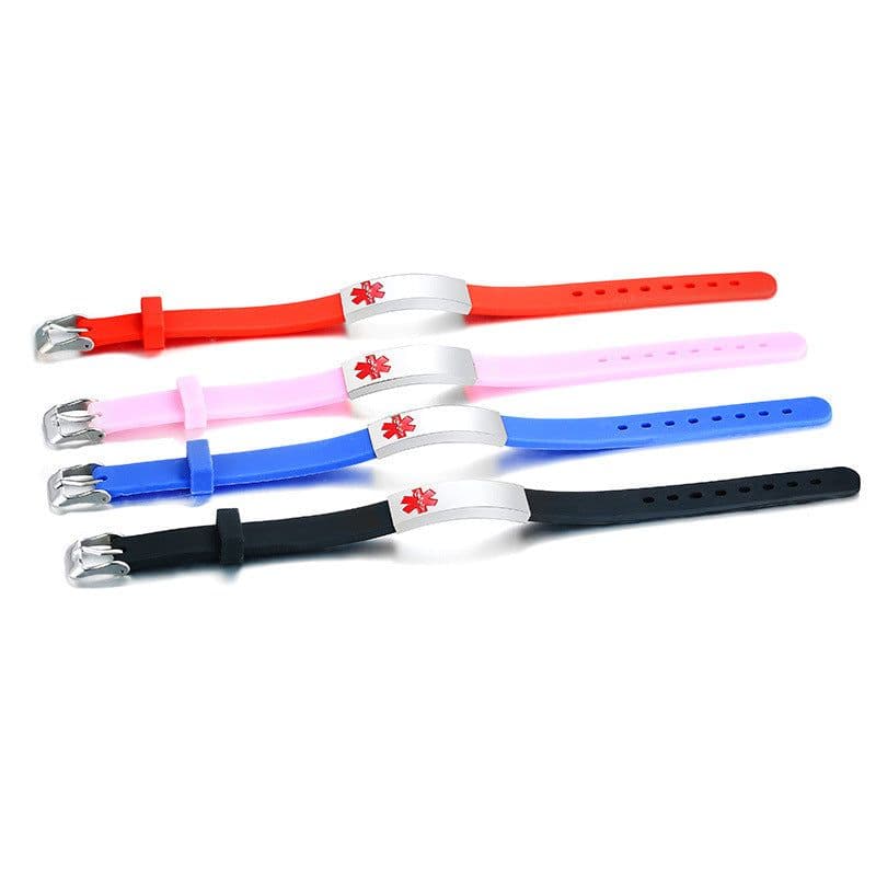 image-Silicone Stainless Steel Medical Logo Bracelet BS-074