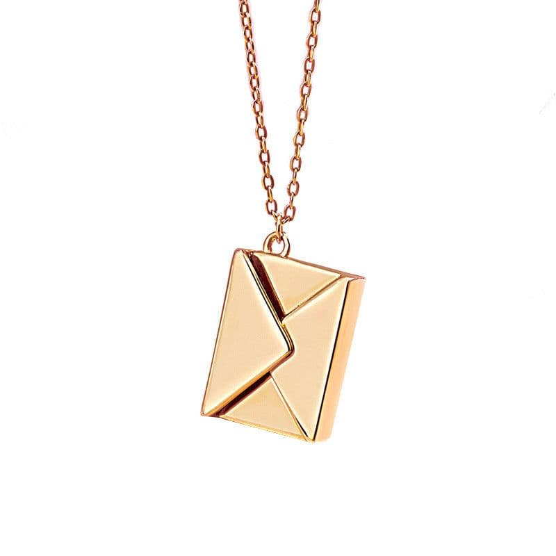 image-S925 Sterling Silver Envelope Pendant Necklace Women Clavicle Chain