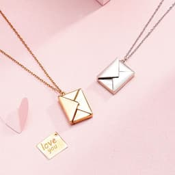 image-S925 Sterling Silver Envelope Pendant Necklace Women Clavicle Chain