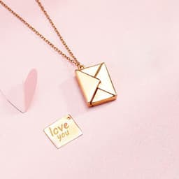 image-S925 Sterling Silver Envelope Pendant Necklace Women Clavicle Chain