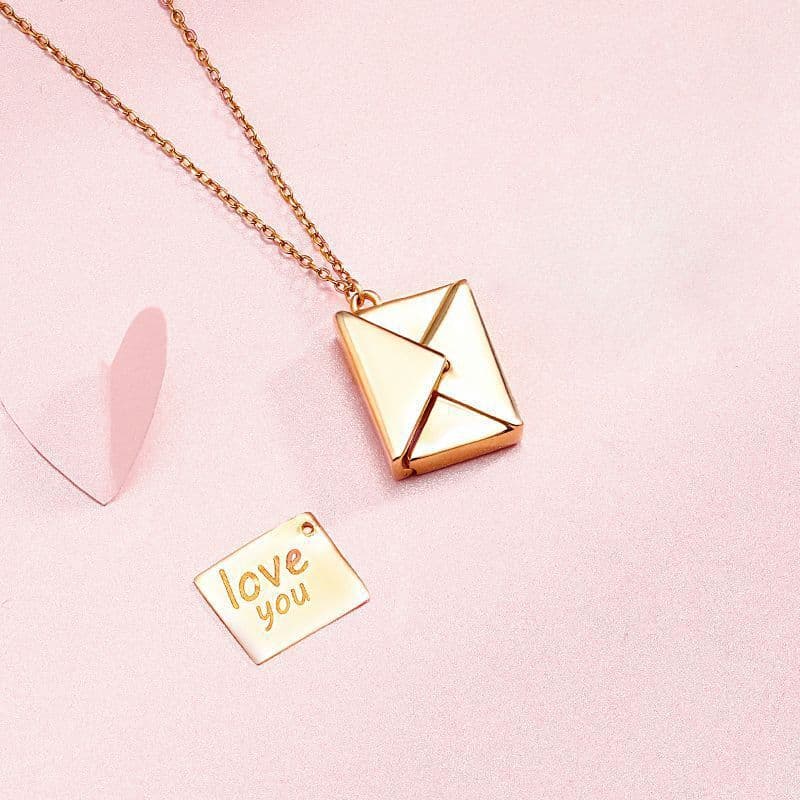 image-S925 Sterling Silver Envelope Pendant Necklace Women Clavicle Chain