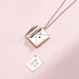 image-S925 Sterling Silver Envelope Pendant Necklace Women Clavicle Chain