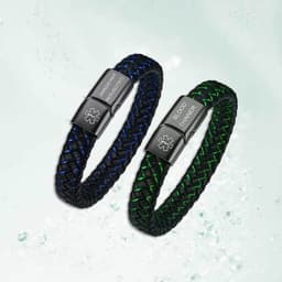 image-Stainless Steel Medical ID Bracelet Men Leather Strap Engraving
