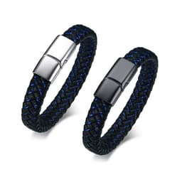 image-Stainless Steel Medical ID Bracelet Men Leather Strap Engraving