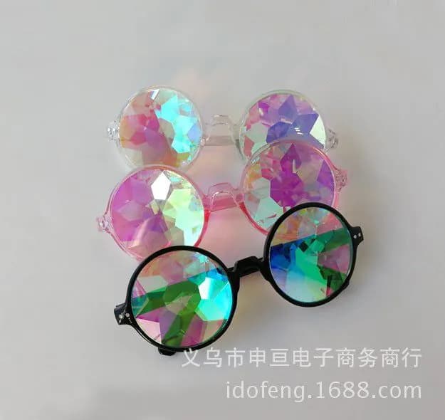 image-Kaleidoscope Glasses Diamond Cut Lens UV400 Retro Sunglasses