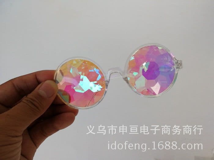 image-Kaleidoscope Glasses Diamond Cut Lens UV400 Retro Sunglasses