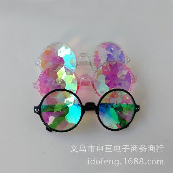 image-Kaleidoscope Glasses Diamond Cut Lens UV400 Retro Sunglasses