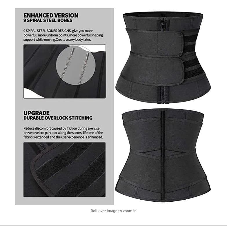 image-Neoprene Waist Trainer Corset with 9 Steel Bones for Women