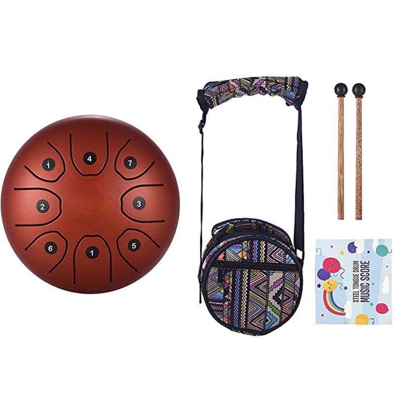 image-5.5 Inch Steel Tongue Drum 8-Tone Percussion Instrument