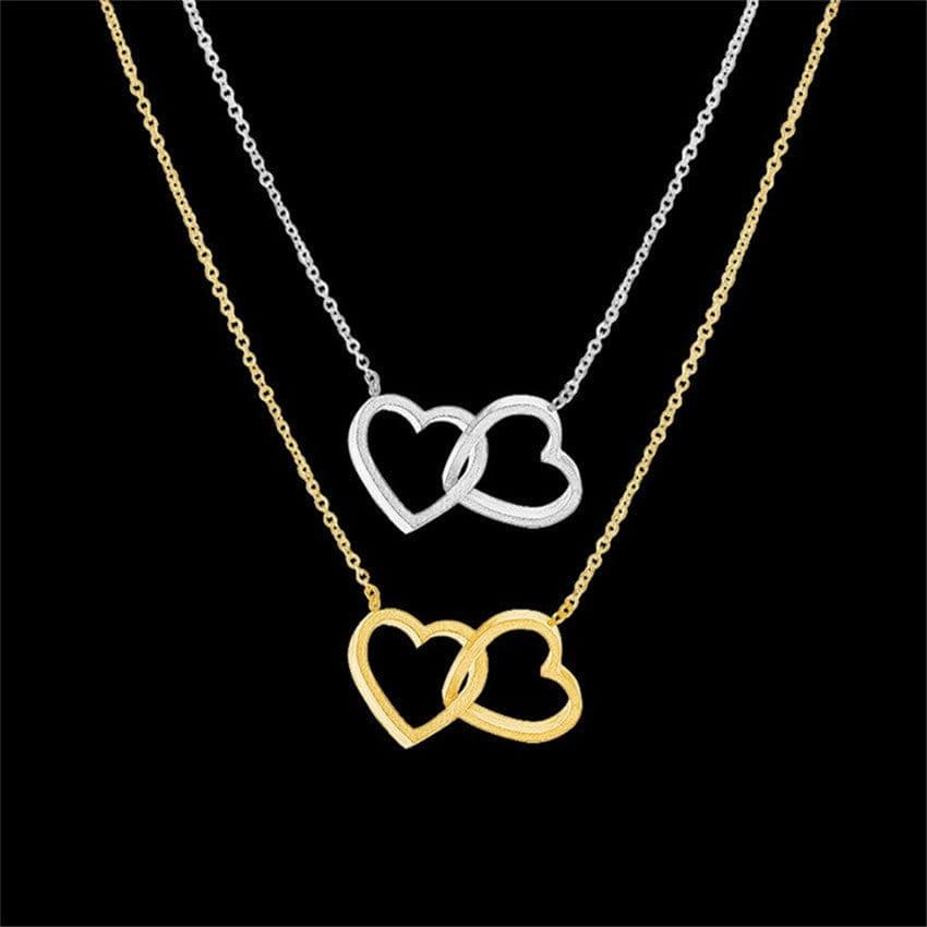 image-Stainless Steel Heart Pendant Necklace Unisex Water Wave Chain N00128