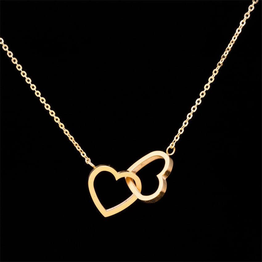 image-Stainless Steel Heart Pendant Necklace Unisex Water Wave Chain N00128
