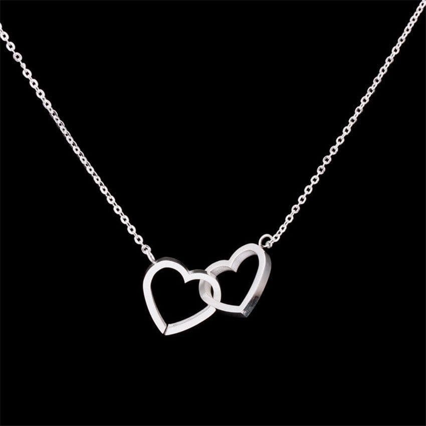 image-Stainless Steel Heart Pendant Necklace Unisex Water Wave Chain N00128