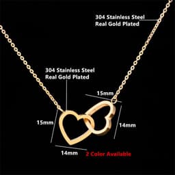image-Stainless Steel Heart Pendant Necklace Unisex Water Wave Chain N00128