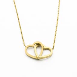 image-Stainless Steel Heart Pendant Necklace Unisex Water Wave Chain N00128