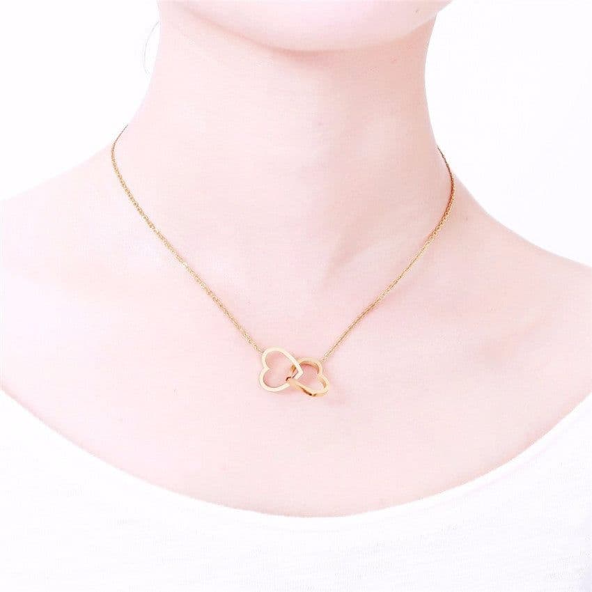 image-Stainless Steel Heart Pendant Necklace Unisex Water Wave Chain N00128
