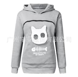 image-Women's Cat Print Hooded Sweater Long Sleeve Fleece Top