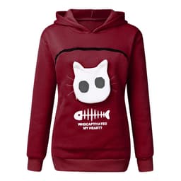 image-Women's Cat Print Hooded Sweater Long Sleeve Fleece Top