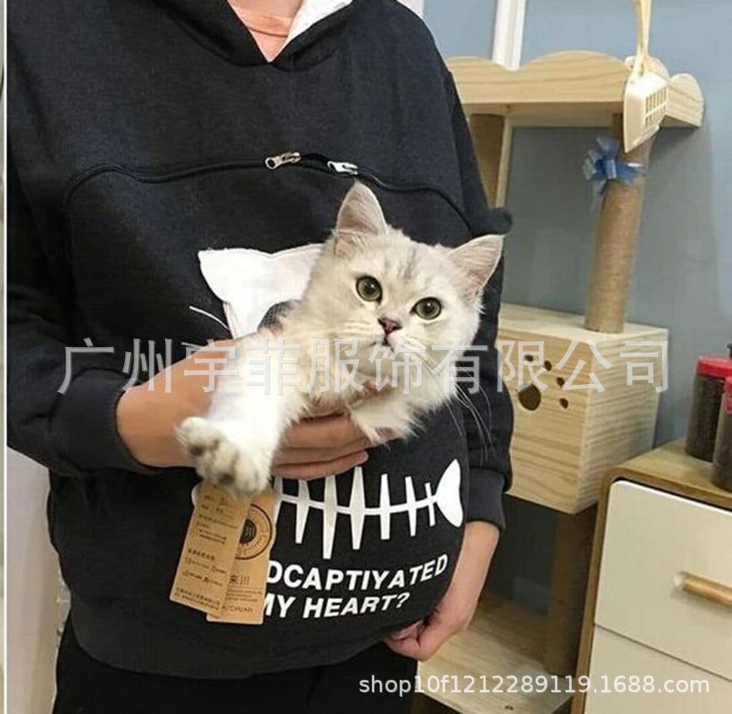 image-Women's Cat Print Hooded Sweater Long Sleeve Fleece Top