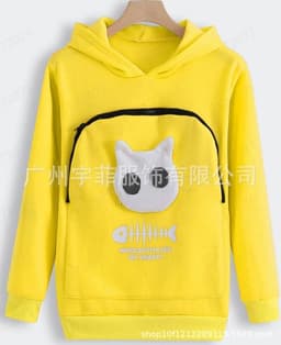 image-Women's Cat Print Hooded Sweater Long Sleeve Fleece Top