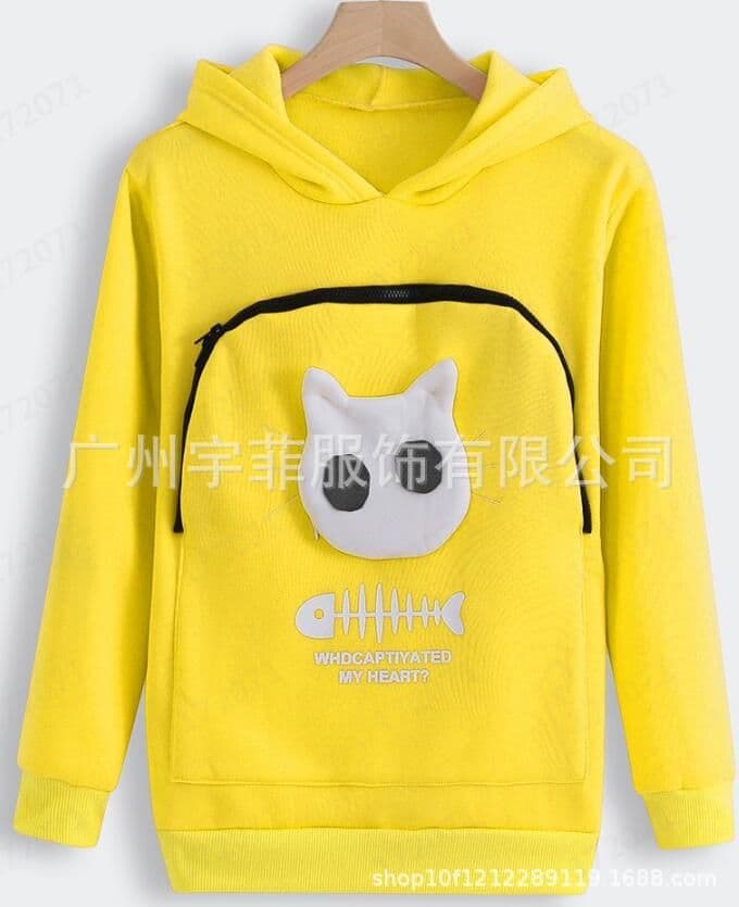 image-Women's Cat Print Hooded Sweater Long Sleeve Fleece Top