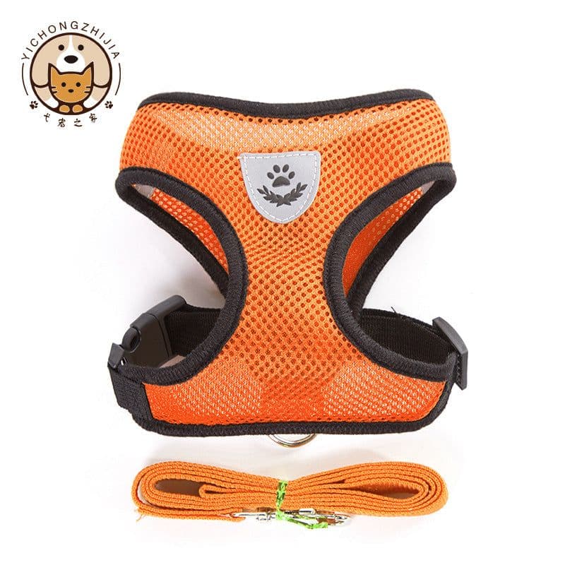 image-Dog Vest Harness Leash Orange XL Pet Chest Strap