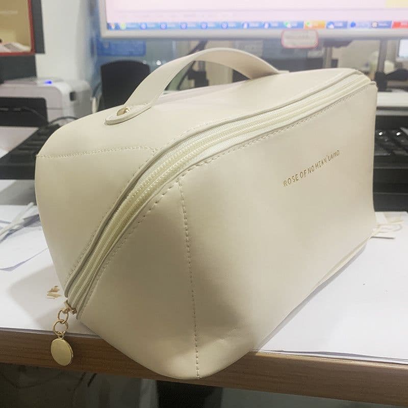 image-PU Leather Cosmetic Bag Large Capacity Travel Makeup Storage Case