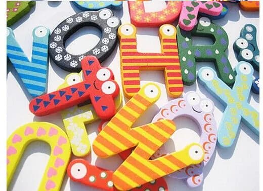 image-A5528 Wooden Cartoon 26 Letter Fridge Magnets Early Learning Toy
