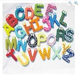 image-A5528 Wooden Cartoon 26 Letter Fridge Magnets Early Learning Toy