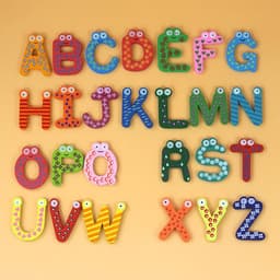 image-A5528 Wooden Cartoon 26 Letter Fridge Magnets Early Learning Toy