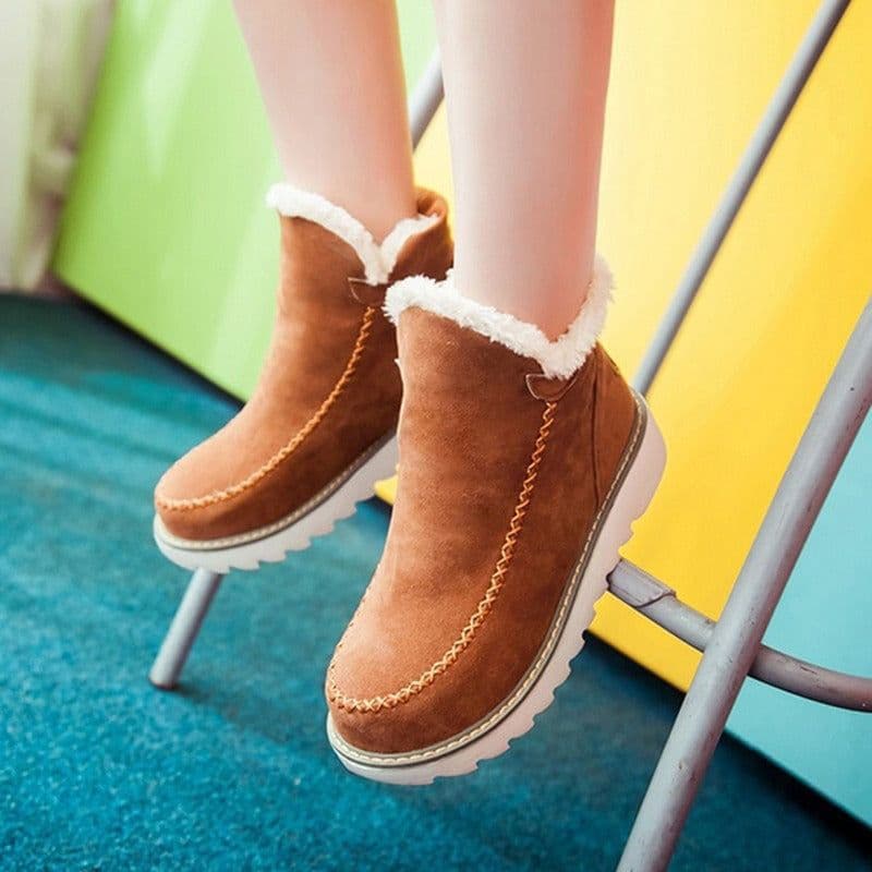 image-Siyan Women's Snow Boots Winter Warm Cotton Lined Flat Waterproof