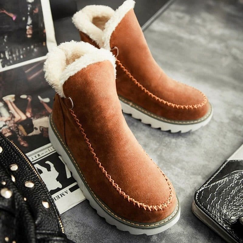 image-Siyan Women's Snow Boots Winter Warm Cotton Lined Flat Waterproof
