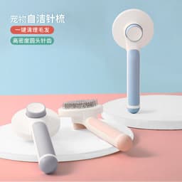 image-Pet Self-Cleaning Slicker Brush Stainless Steel Comb for Dogs Cats